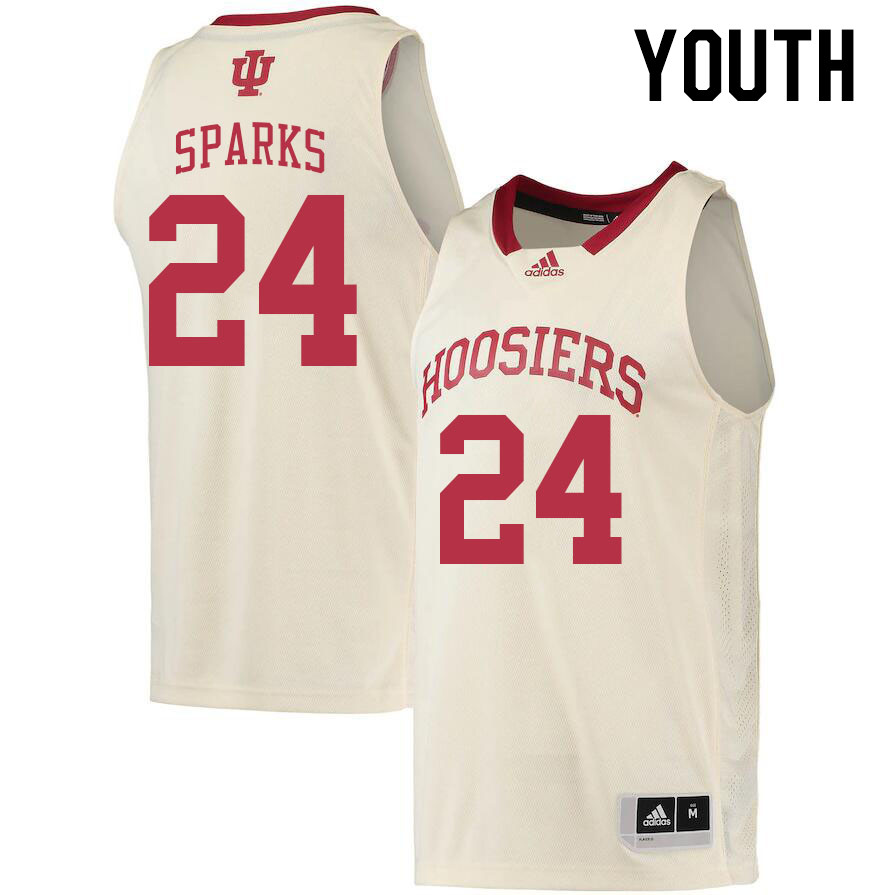 Youth #24 Payton Sparks Indiana Hoosiers College Basketball Jerseys Stitched Sale-Cream - Click Image to Close
